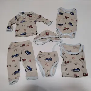 ชุด Layette เด็กทารก 6 ชิ้นชุด Layette ทารกแรกเกิดชุดเหนียวชุดเสื้อผ้า Unisex ในสต็อกขายชุดเด็กทารกแรกเกิดของขวัญ