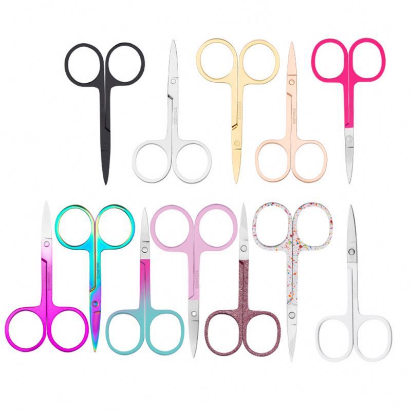 Eyeborw trimmer scissor for lashes gold eyebrow scissors eyelashes spring scissors custom logo eyelash