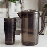 Vente en gros carafe à eau en plastique 2l, couleur personnalisée, cristal transparent, boissons chaudes et froides, ensemble de tasses