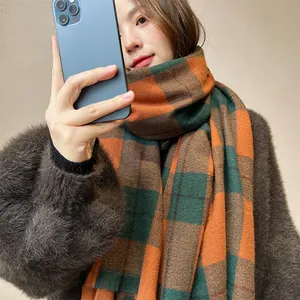 Новый модный кашемировый женский клетчатый шарф зимняя теплая шаль и бандана