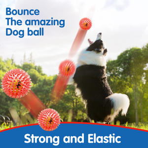 צעצועי כדור טניס לכלבים עמידים לנשיכה, צעצועי לעיסה עם צפצפה לניקוי שיניים, כדורי צעצוע לכלבים, כדורי קפיצות עם קוצים לחיות מחמד - Product Image 2