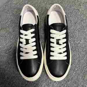 Baskets plateforme en cuir véritable noir à lacets, semelle intermédiaire en caoutchouc amorti, semelle extérieure en caoutchouc, chaussures de marche printemps été hiver - Product Image 3
