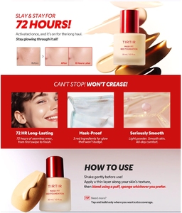 Fond de Teint Liquide Rouge 30ml 17N Vanille Longue Tenue Haute Adhérence Couvrance Totale Fini Mat Teint Clair - Product Image 3