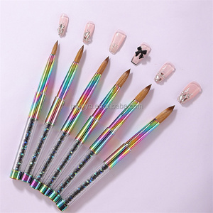 Brosse à ongles ovale plate en acrylique de luxe Kolinsky Hair pour débutants Virole sertie pour nettoyage à l'acétone - Product Image 6