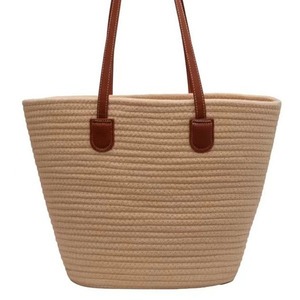 Cotton rope woven <b>straw</b> <b>bag</b>, women's large capacity, Korean style new woven <b>bag</b>, shoulder <b>bag</b>, high-end commuter tote <b>bag</b> - Product Image 3