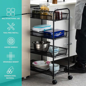Carrito de Almacenamiento Multifuncional con Ruedas, Estante Metálico de Varios Niveles, Carrito de Cocina con Cesta para Almacenamiento de Vegetales - Product Image 5