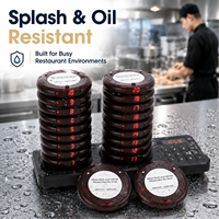 Système d'appel sans fil pour restaurant avec 20 pagers rechargeables de type coaster, émetteur à clavier tactile et ensemble de base de charge double