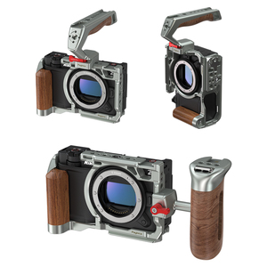 Kit de cage de caméra en aluminium pour <span class=keywords><strong>Nikon</strong></span> ZR - Avec poignée supérieure et poignée latérale en bois, interface d'extension riche, plaque de dégagement rapide Arca - Product Image 2