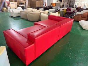 Sofá Seccional de cuero genuino de piel de vaca roja de 3 plazas de lujo superventas 2025 para muebles modernos para el hogar o el restaurante - Product Image 4