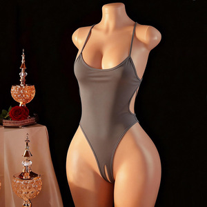 ชุดนอนซูคุมิซึแบบจั๊มสูทเซ็กซี่ ไร้ตะเข็บ เปิดเป้า ผ้าไหมน้ำแข็งเนื้อแน่น ยั่วยวน โพลีเอสเตอร์ เทอรีลีน - Product Image 1