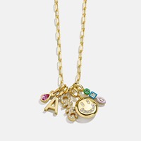 Collier pendentif Hisera en acier inoxydable plaqué or 18 carats, personnalisable, détachable, empilable, à faire soi-même - Bijou tendance, cadeau idéal