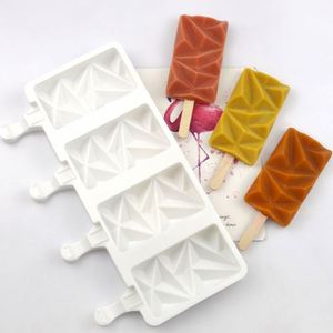 Molde de silicona ecológico para helados con 4 cavidades ovaladas y forma de diamante, modelo de dibujos animados, tamaño grande, sin estampado, libre de BPA, OEM/ODM - Product Image 2