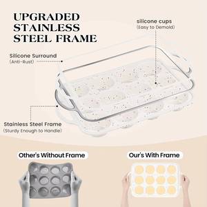 MUYULINS factory 12-cup <b>pan</b>, metal reinforced frame, regular size, with <b>handle</b>, non-stick silicone cake mold - Product Image 2