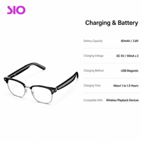 Lunettes audio IA 5.4, contrôle tactile, chargement magnétique USB, autonomie 8h, lecture musicale 5h, légères (37,3g), lunettes intelligentes pour usage quotidien