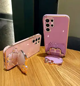 Popolare con le ragazze Hello Cute Kitty elettrolitico 6D Meow specchio per il trucco cassa del telefono copertura completa per Samsung S 23 Ultra S 22 S 21