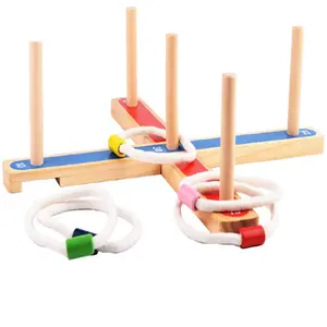 Portable Outdoor Playground Wooden Frame Ring Tossing Yard Game Wooden Tossing Ring Game Toy Set Gift For Kids