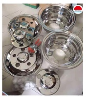 Tutup Roda Bus 16-Inci Bahan Stainless Steel 304, Model Bolt-On 5 Lug 5 Lubang untuk Coaster Mitsubishi FUSO PCD 203mm