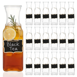 Bouteille en verre transparente réutilisable de 1000 ml pour café froid, <span class=keywords><strong>carafe</strong></span> pour boissons et jus, <span class=keywords><strong>avec</strong></span> étiquette en tableau noir, pour usage domestique - Product Image 4