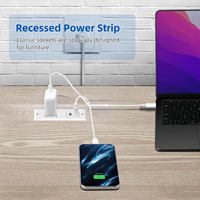 Petite multiprise encastrable avec rallonge et station de charge USB intégrée pour bureau, couleur blanche