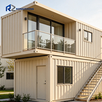 Appartement modulaire en conteneur, unité hôtelière avec salon, chambre et cuisine