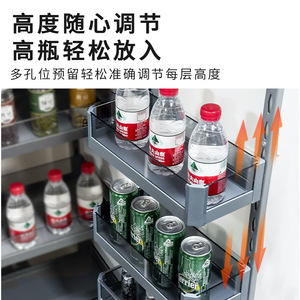 Left Steel Monster Kitchen <b>Cabinet</b> Pull Out Basket Aluminum Alloy Multi Layer L Shape Storage Drawer For Dining Sideboard - Product Image 3