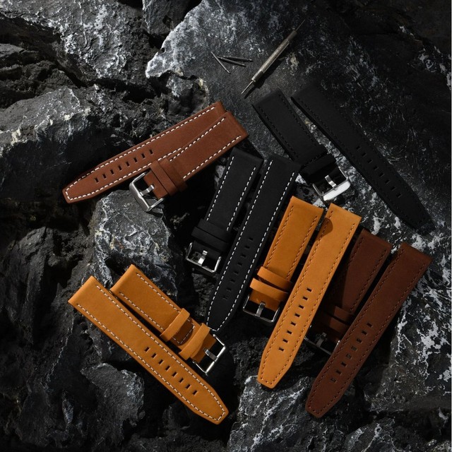 Trendybay Hot Selling Retro Leather Strap 20mm 22mm Compatible Samsung Galaxy Watch 7 6 5 4 Xiaomi Redmi Watch 3 Lite Active