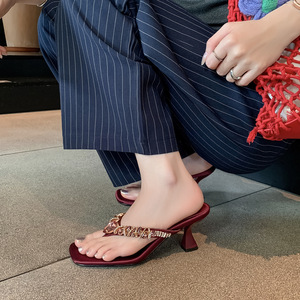 Sandalias de tacón de aguja con diamantes de imitación esmeralda 2026 para mujer, con punta cuadrada, tacón alto, chanclas para exteriores, tallas grandes hasta la UE42 - Product Image 3