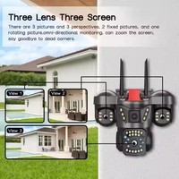 Caméra de Sécurité Solaire V380 PRO à Trois Objectifs WiFi IP 4G Sim HD Extérieure Étanche avec Interphone Bidirectionnel et Vision Nocturne en Couleur