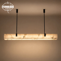 Luminaire suspendu linéaire en marbre naturel, lampe de plafond rectangulaire, lustre en albâtre LED pour table à manger, îlot de cuisine