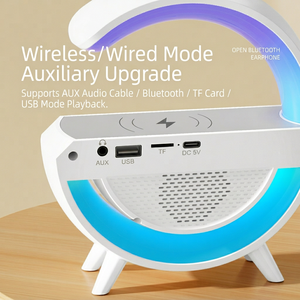 Haut-parleur Bluetooth multifonctionnel en forme de G 2026 avec chargeur sans fil, lumière d'ambiance RGB et réveil – Approvisionnement en gros pour promotions - Product Image 6