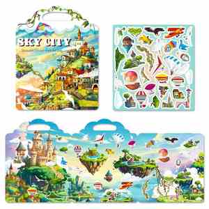 New Design <b>Creative</b> Play Children Quiet Book Parent-Child Interactive Castle in the Sky Reusable Jelly Stickers Activity Book - Product Image 3