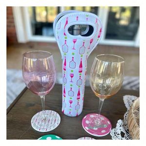 Sac cadeau personnalisé pour vin en néoprène par sublimation, porte-bouteille de vin 750 ml vierge, nom personnalisé avec titre de mariage - Product Image 5