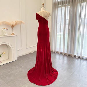 Jancember SZ018 robes de soirée élégantes en velours avec fente en forme de sirène pour filles - Product Image 1