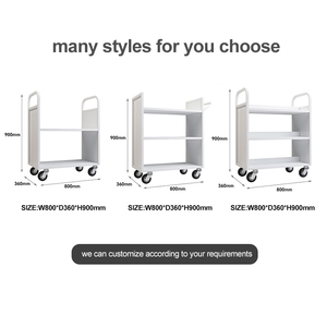 Thiết kế hiện đại thép không gỉ cuốn sách Xe đẩy trắng kim loại thép di động thư viện đồ nội thất giỏ hàng - Product Image 2