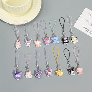 Dessin animé créatif PVC écologique téléphone portable pendentif <span class=keywords><strong>corde</strong></span> étudiant cartable accessoires mousqueton porte-clés petit cadeau - Product Image 1