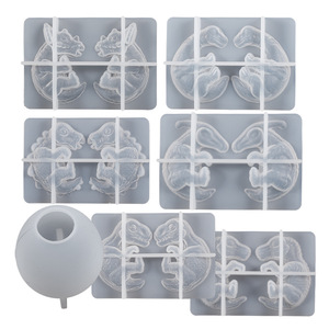 Colgante Epoxi Dinosaurio Bebé Integrado Estrella Bola Colgante Pendientes Molde de Silicona - Product Image 5