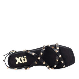 Xti Women's <b>Flat</b> Sandal Black 36 With Studs For Summer Wear - Product Image 5