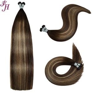 FH # DU Fournisseurs d'extension de cheveux colorés liés à la main Un donneur de cheveux humains européens de génie trame de cheveux humains - Product Image 3