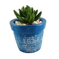 Ventes en gros de pots à fleurs en béton respirant bleu ciment pour plantes succulentes, jardinières en béton pour orchidées et cactus en pot