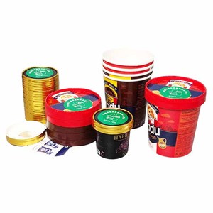Vaso de papel desechable para helado con logotipo personal impreso <span class=keywords><strong>mini</strong></span> recipiente de papel con cuchara y tapas - Product Image 2