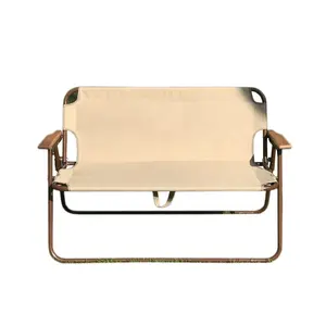 HE-1174, 제조 휴대용 접이식 2 인 야외 접이식 캠핑 의자 너도밤 나무 팔걸이와 휴대용 Loveseat 벤치 의자