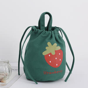Fiambrera de lona de mano para colegiala, bolsa Bento, bonita bolsa de cubo con cordón, bolsa de lona para almacenamiento de aperitivos - Product Image 6