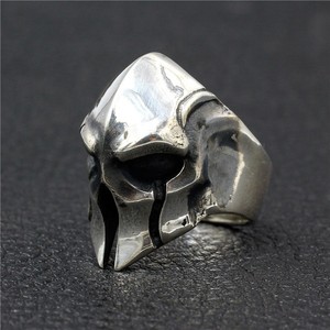 Cincin Pria Gaya Punk Hip-hop <span class=keywords><strong>Retro</strong></span> Eropa dan Amerika, Model Tengkorak, Bahan Alloy, Desain Masker Prajurit, Grosir Fashion Terlaris - Product Image 6