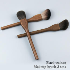 Juego de brochas de <span class=keywords><strong>maquillaje</strong></span> con mango de madera de nogal de 3 piezas, brocha para rubor en polvo de base Kabuki de pelo sintético supersuave - Product Image 6
