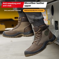 Bottes de sécurité imperméables personnalisées avec embout en acier, chaussures de sécurité anti-perforation en cuir microfibre pour hommes
