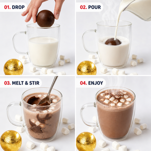 Weihnachtsbaum 3-teiliges Heiße Schokoladenbomben-Set mit Marshmallow im Inneren, Goldfolie-Kugel, Kakao-Kugel, Feiertagsgeschenkbox, Süßigkeiten-Vorrat - Product Image 4