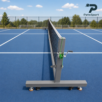 Filet de pickleball portable avec roues, cadre en acier robuste, hauteur réglementaire, frein à manivelle, roulettes pour le divertissement