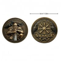 Pièces commémoratives et badges en fer plaqué or/argent, gaufrées, thème Guerrier Nordique, cadeaux pour attractions touristiques transfrontalières