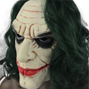 Máscara de Látex de Joker con Cabello Verde, Disfraz para Fiesta de Halloween, Patrón de Figura Terrorífica y Espeluznante - Product Image 4