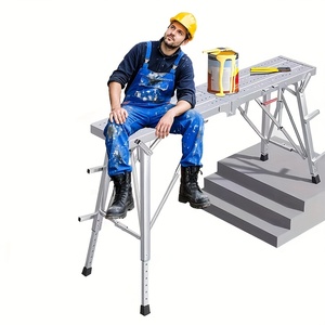 Perancah Platform Kerja Lipat yang Dapat Disesuaikan dan Kuat  Tangga Besi dengan Daya Dukung Ekstra Besar  Platform Pengangkat untuk Dekorasi Rumah - Product Image 1